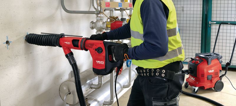 Sistema de aspiración de polvo TE DRS-Y Sistema de aspiración de polvo para tareas de perforación y cincelado en hormigón con los martillos perforadores SDS Max (TE-Y) de Hilti Aplicaciones 1