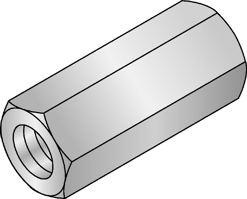 Tuerca de acoplamiento hexagonal Tuerca de acoplamiento hexagonal galvanizada para la prolongación de varillas roscadas