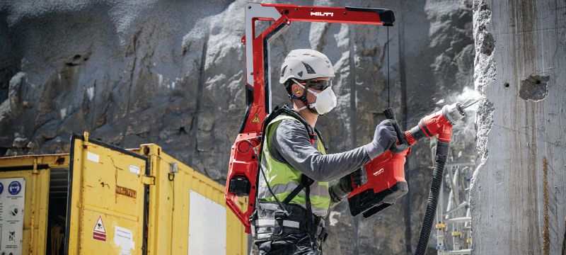 Equilibrador de herramientas EXO-T-22 Equilibrador de herramientas de construcción con distribución activa del peso para control de gravedad cero durante la demolición y el taladrado pesados de paredes (plataforma de batería Nuron) Aplicaciones 1